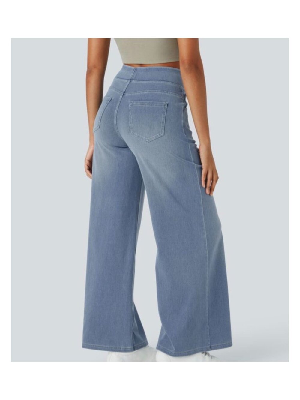 Halara Size Large Wide Leg Jeans High-Waisted Stretch Denim light Blue Large - Picture 2 of 8